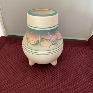 Decorative Cream and Green Vase